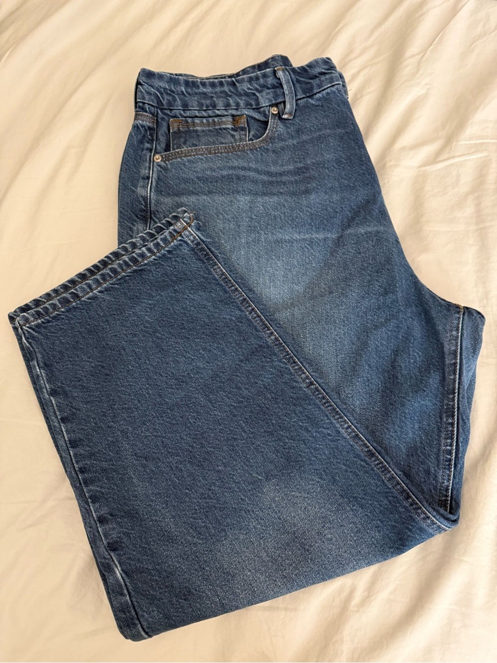 Good American Dark Blue cropped 90s Jeans size 14
